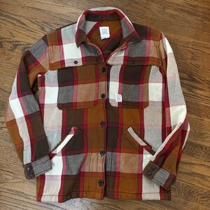 Topo Designs Brown Natural Plaid Mountain Shirt Jacket L EUC